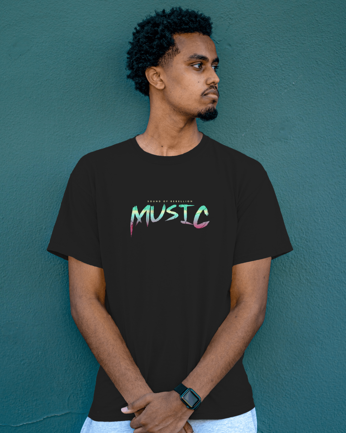 Alternative Style T-Shirt with rebel music graphic in urban gothic theme