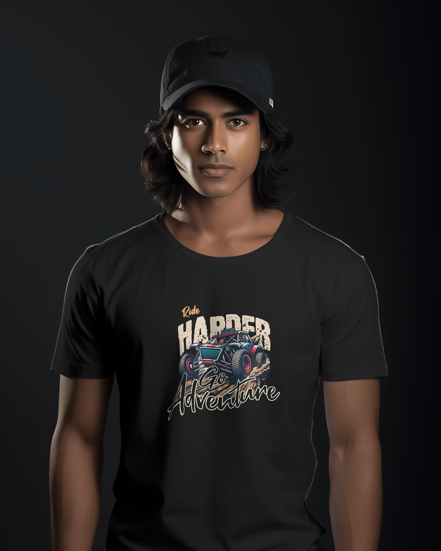 Ride Hard Offroad T-Shirt β Buggy Graphic worn by model