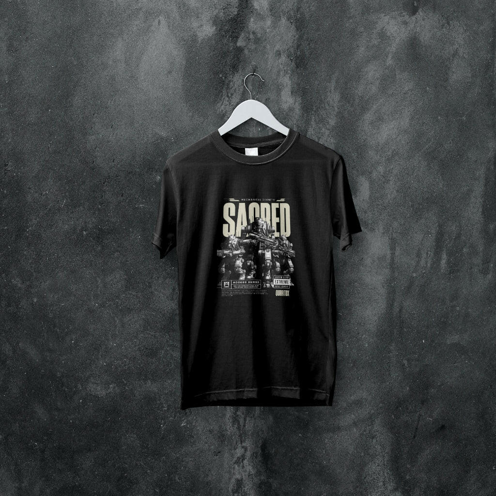 Cyberpunk t-shirt with futuristic mecha robot design – QURRiTO