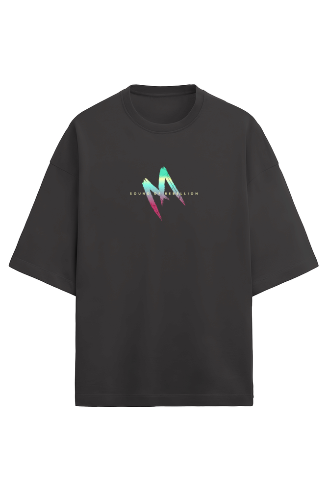 Oversized Punk rock t-shirt with dual sided skull music graphic from Qurrito's rebellion series