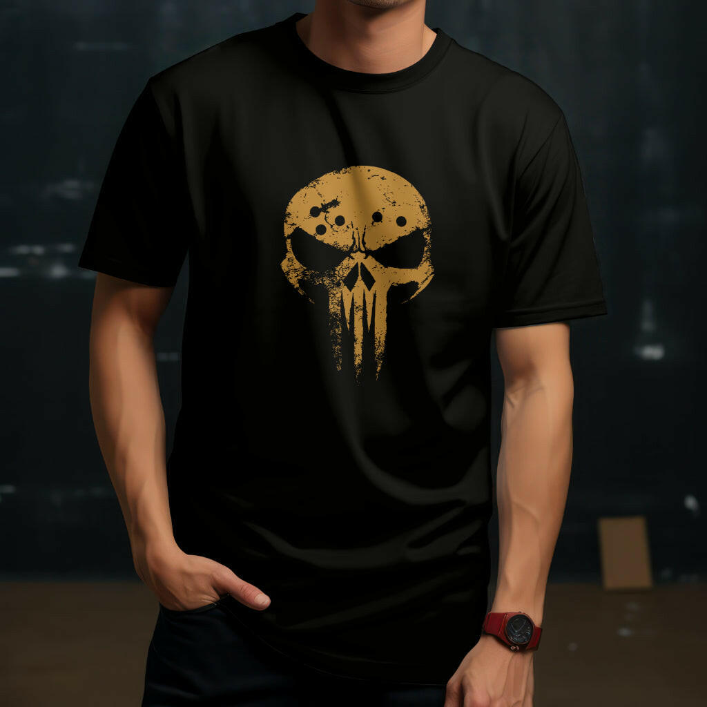 Skull graphic t-shirt for men with bold dark design from Qurrito’s streetwear drop