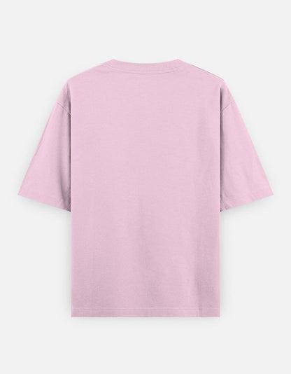 Pink casual cotton oversized t-shirt with upside-down teddy graphic and “RELAXED” text, perfect for laid-back, cozy streetwear looks.