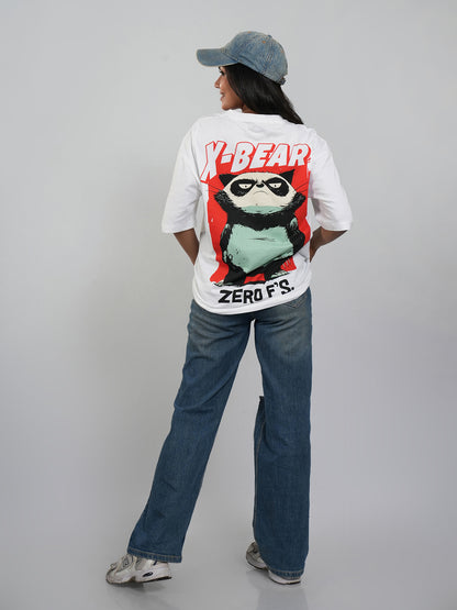 X-Bear Zero F's Oversized T-Shirt | White | Qurrito