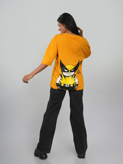 Claws of Steel | Chibi Mutant Hero Oversized T-Shirt | Yellow | Qurrito