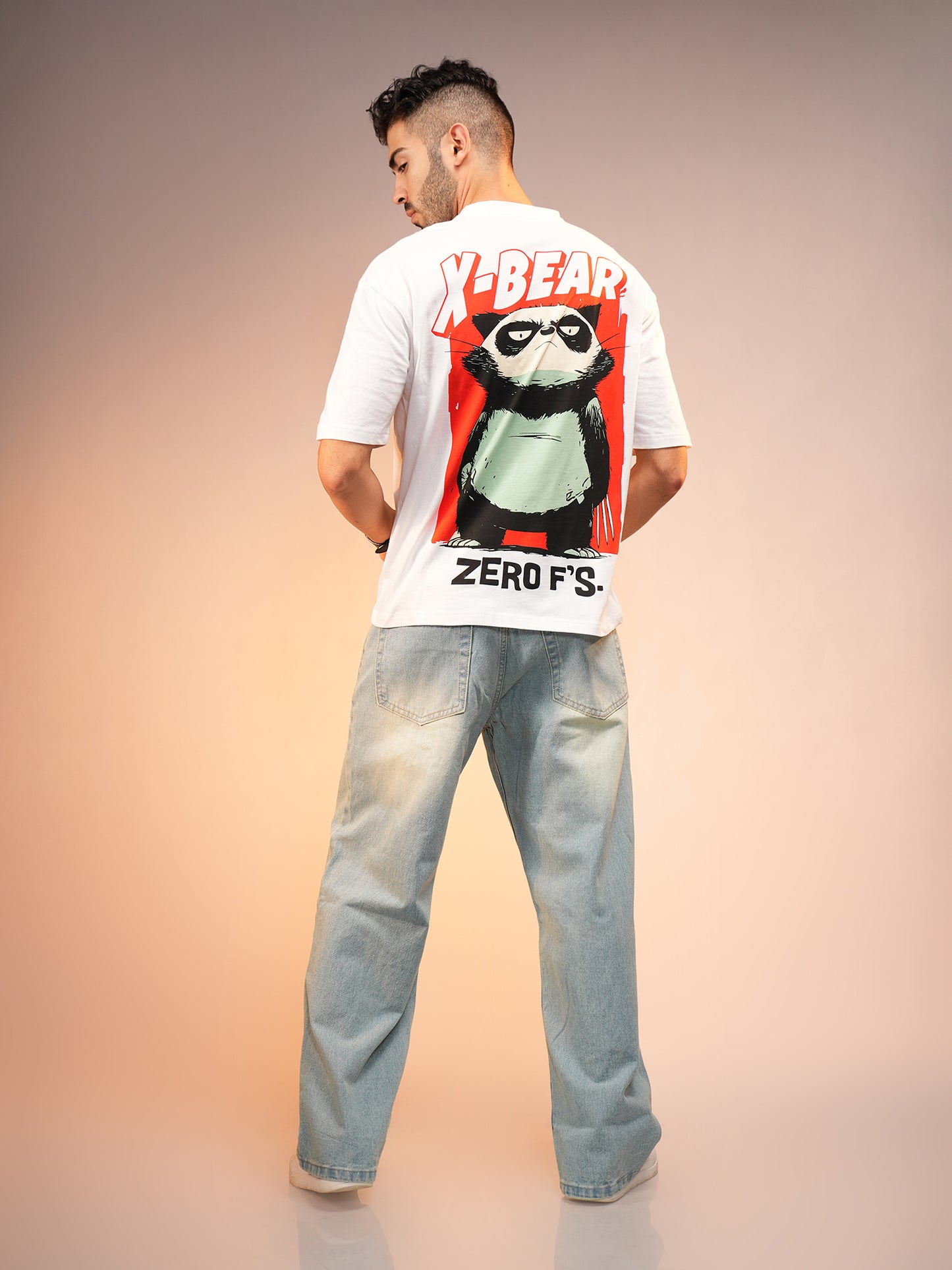 X-Bear Zero F's Oversized T-Shirt | White | Qurrito