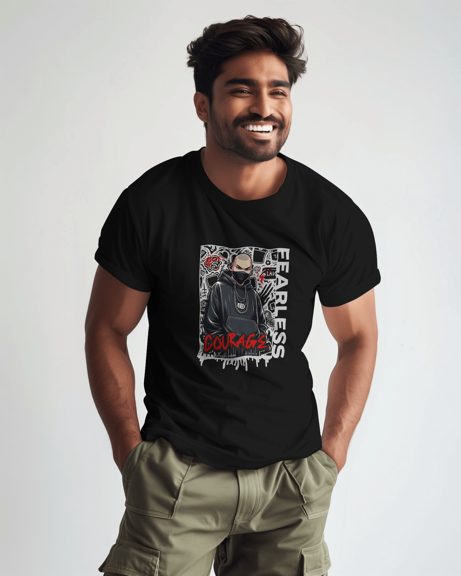 Anime Graphic Streetwear T-Shirt - Black Regular Fit Urban Cotton