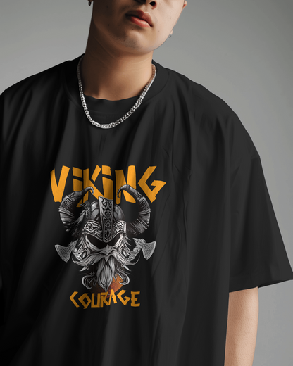 a man wearing Oversized Viking T-Shirt – Unisex Bold Streetwear Tee by QURRiTO