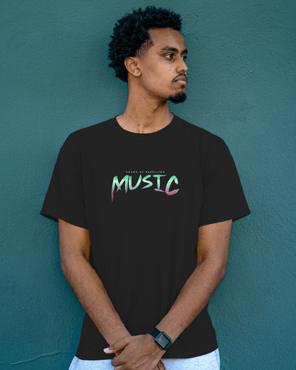 Alternative Style T-Shirt with rebel music graphic in urban gothic theme