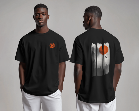 Adventure oversized outdoor t-shirt with Rogue Terrain logo front and back