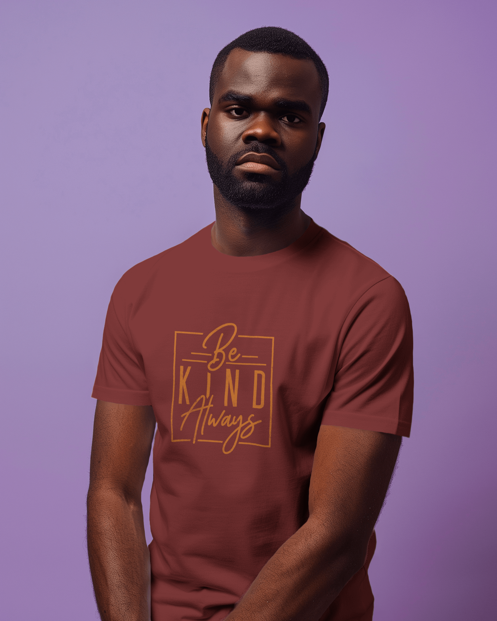 A guy wearing Be Kind Always Regular Fir T-Shirt – Daily Motivation Cotton