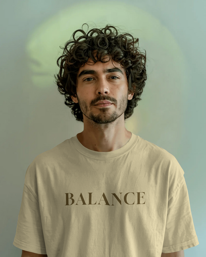 Balance Regular Fit T-Shirt – Minimalist Streetwear Cotton – Beige