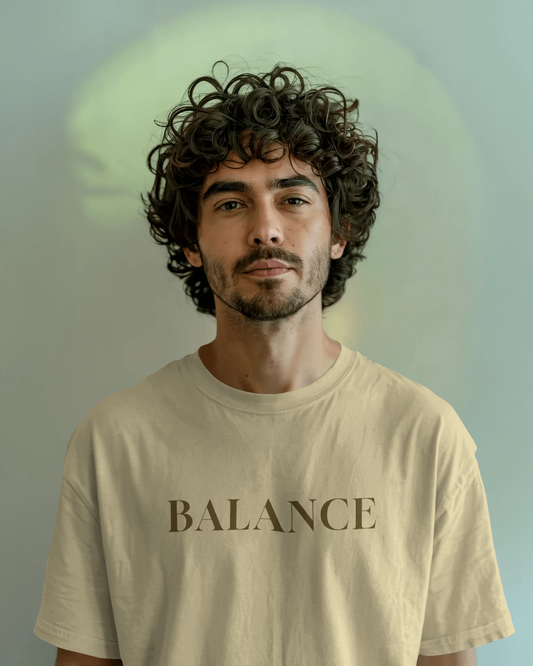Balance Regular Fit T-Shirt – Minimalist Streetwear Cotton – Beige