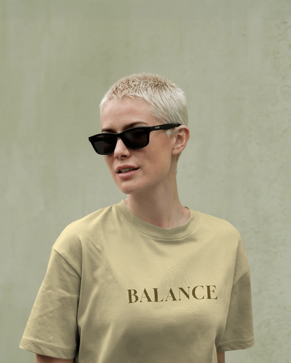Balance Regular Fit T-Shirt – Minimalist Streetwear Cotton – Beige
