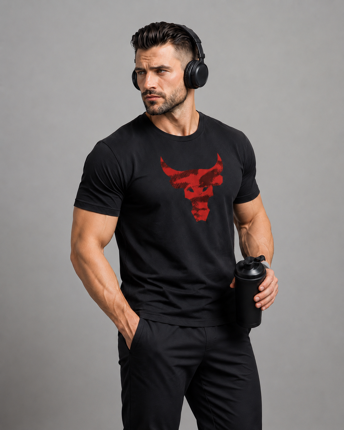 BULL Supima cotton streetwear t-shirt for men in black by QURRiTO