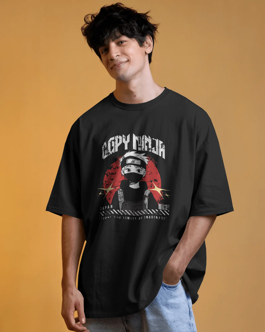 Cotton anime t-shirt featuring oversized Naruto Copy Ninja design