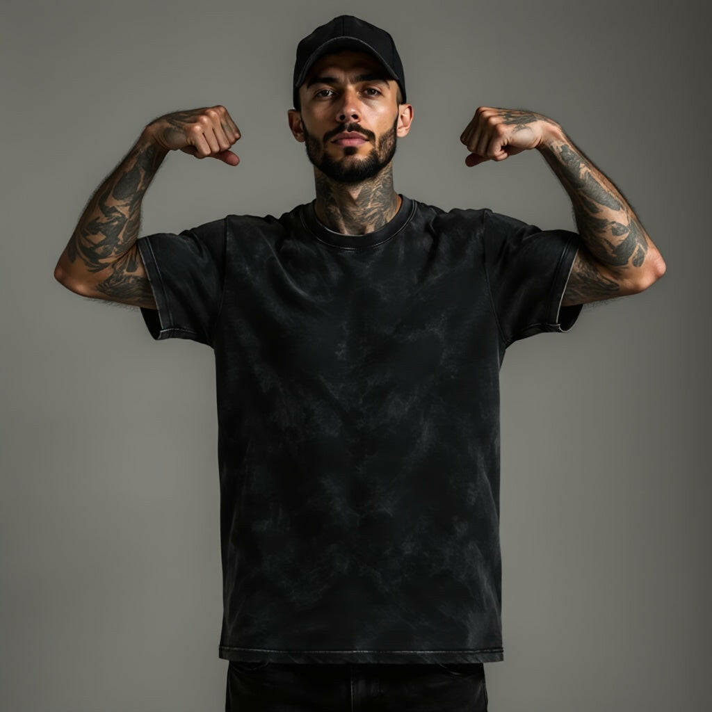 Textured Black Oversized T-Shirt — Vintage Edition