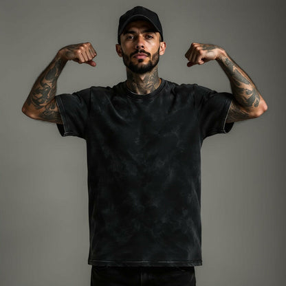 Textured Black Oversized T-Shirt — Vintage Edition