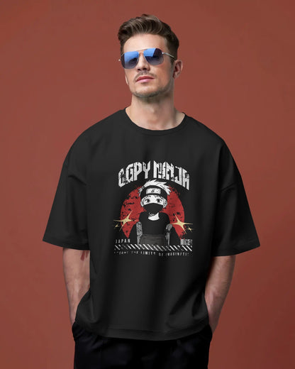 Cotton anime t-shirt featuring oversized Naruto Copy Ninja design