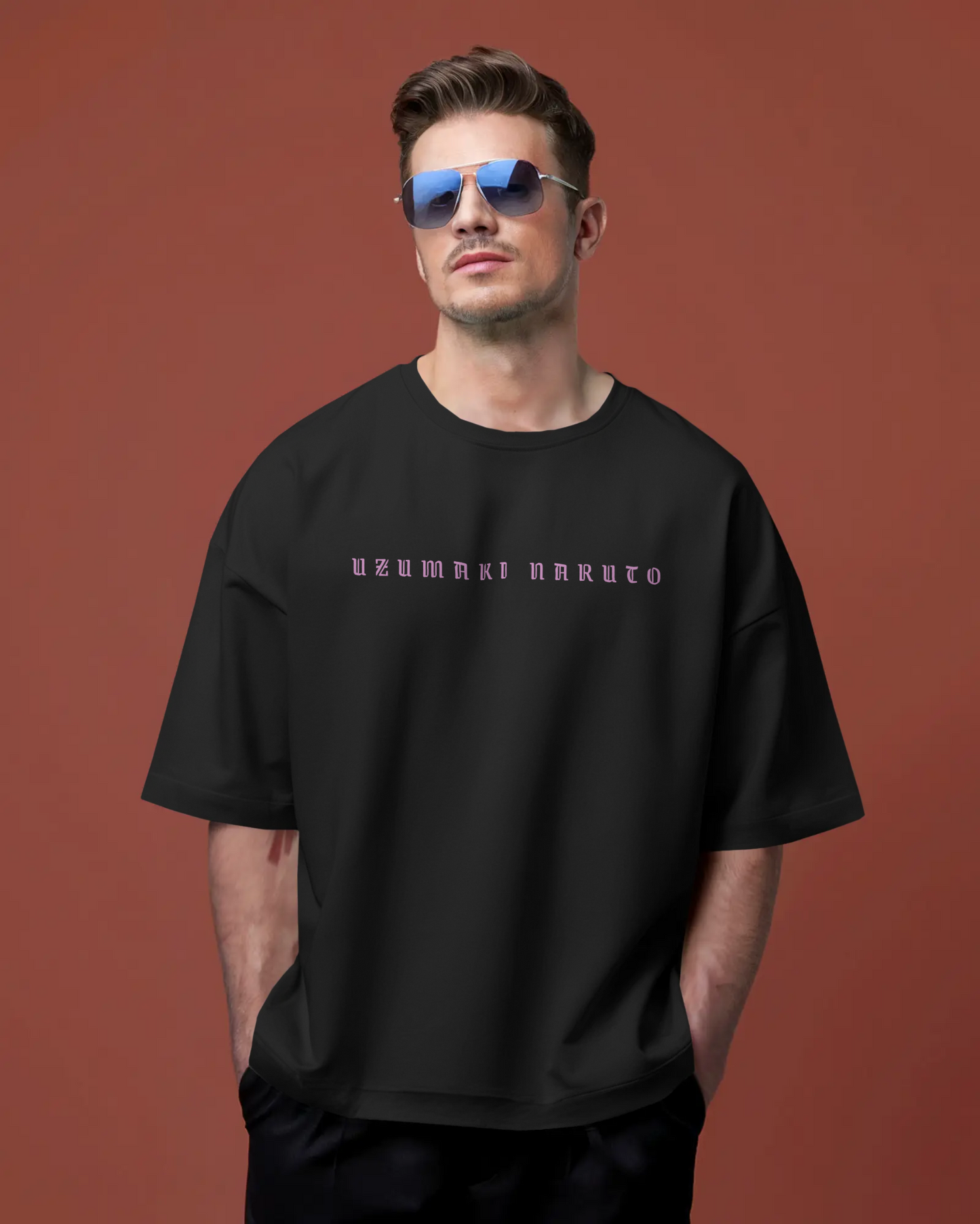Oversized anime graphic tee featuring Naruto with front and back graphic design