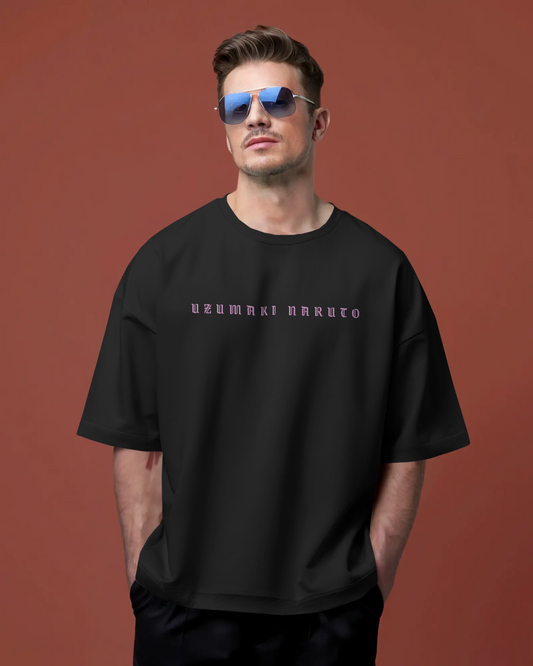 Oversized anime graphic tee featuring Naruto with front and back graphic design