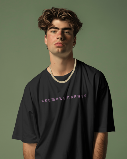 Oversized anime graphic tee featuring Naruto with front and back graphic design